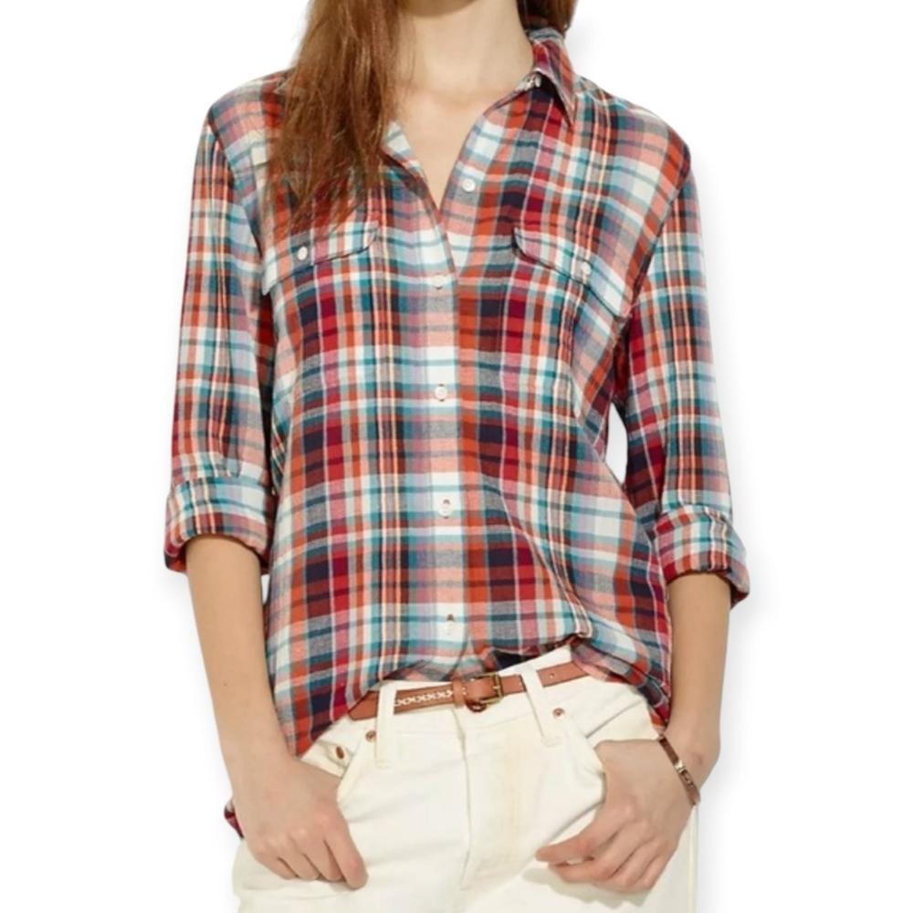 Madewell Ex-Boyfriend Plaid Oversize Button Down Shirt Pocket Flannel Small